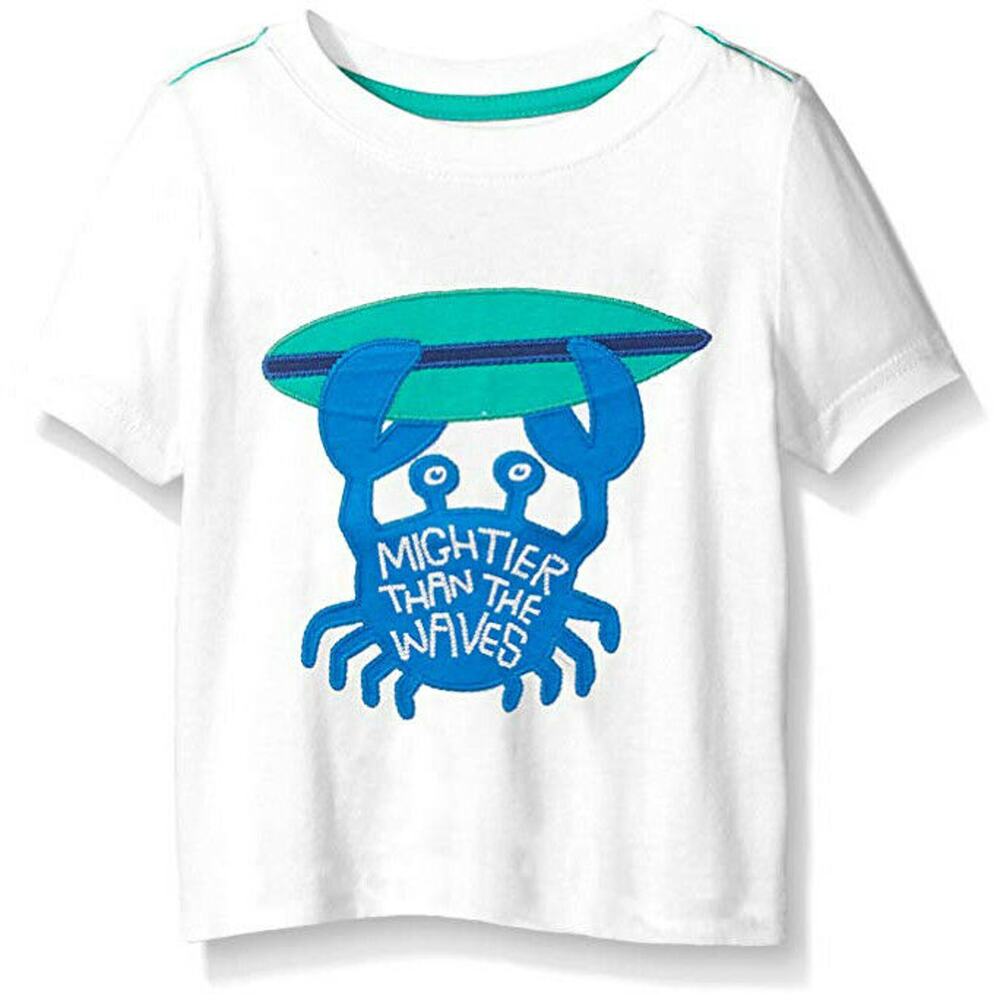 Gymboree Boys Tee Sz 12-18 Mo Tide Pool Mightier than the Waves Surfing Crab Top